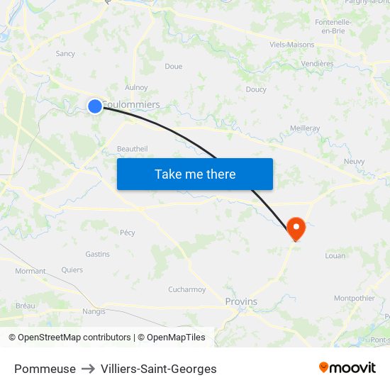 Pommeuse to Villiers-Saint-Georges map