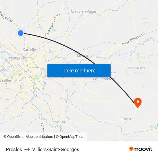 Presles to Villiers-Saint-Georges map