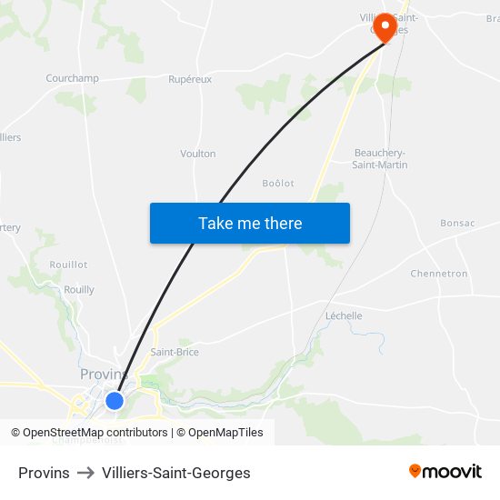 Provins to Villiers-Saint-Georges map