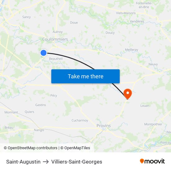 Saint-Augustin to Villiers-Saint-Georges map