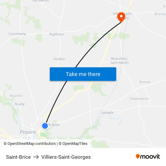 Saint-Brice to Villiers-Saint-Georges map