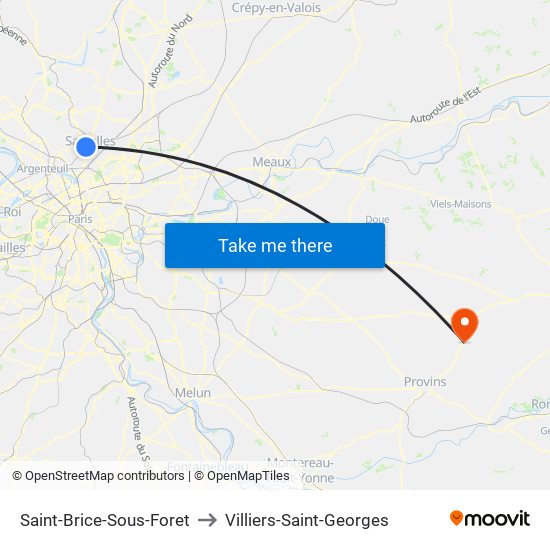 Saint-Brice-Sous-Foret to Villiers-Saint-Georges map