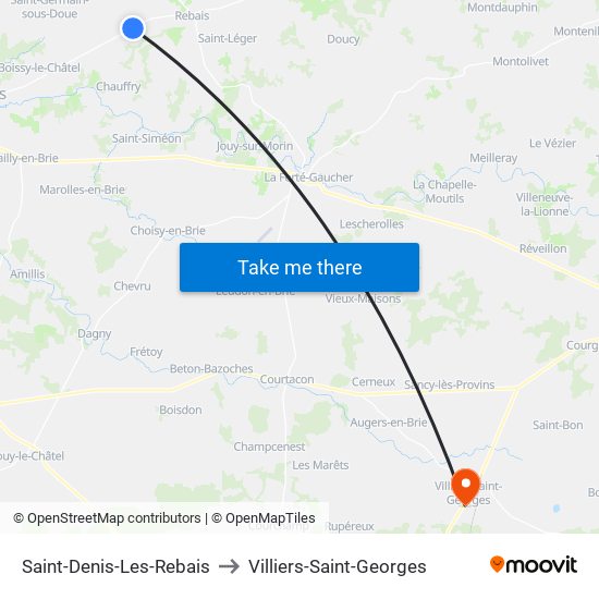 Saint-Denis-Les-Rebais to Villiers-Saint-Georges map