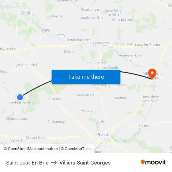 Saint-Just-En-Brie to Villiers-Saint-Georges map