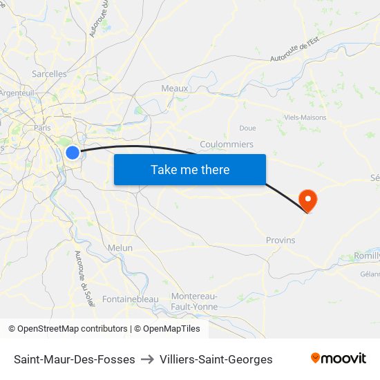 Saint-Maur-Des-Fosses to Villiers-Saint-Georges map