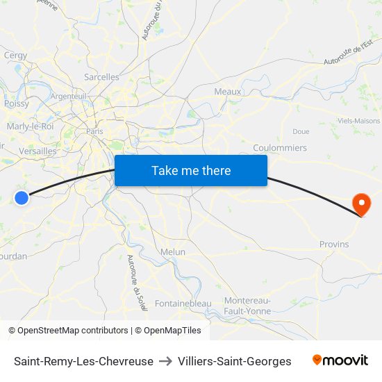 Saint-Remy-Les-Chevreuse to Villiers-Saint-Georges map