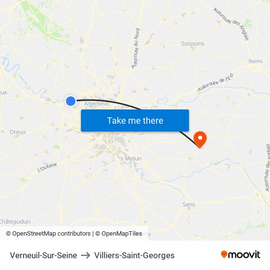 Verneuil-Sur-Seine to Villiers-Saint-Georges map