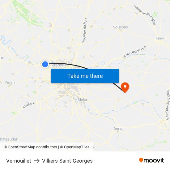 Vernouillet to Villiers-Saint-Georges map