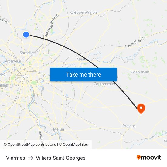 Viarmes to Villiers-Saint-Georges map