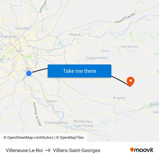 Villeneuve-Le-Roi to Villiers-Saint-Georges map