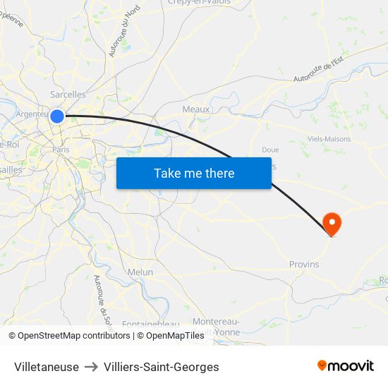 Villetaneuse to Villiers-Saint-Georges map