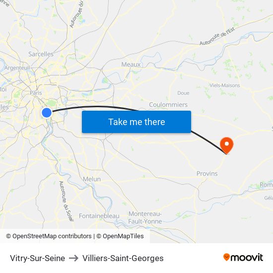 Vitry-Sur-Seine to Villiers-Saint-Georges map