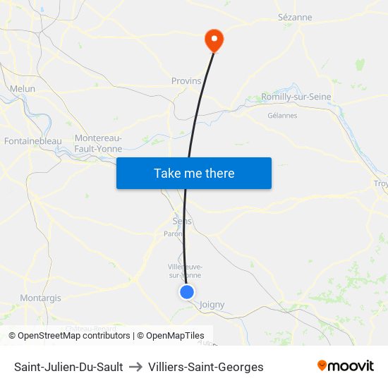 Saint-Julien-Du-Sault to Villiers-Saint-Georges map