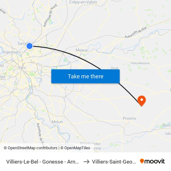 Villiers-Le-Bel - Gonesse - Arnouville to Villiers-Saint-Georges map