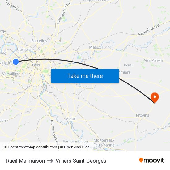 Rueil-Malmaison to Villiers-Saint-Georges map