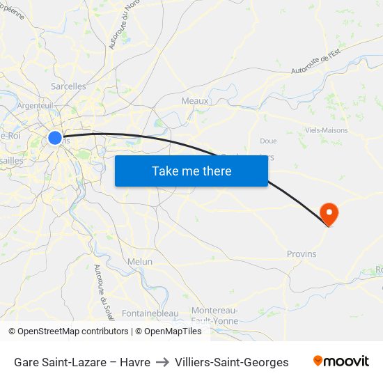 Gare Saint-Lazare – Havre to Villiers-Saint-Georges map