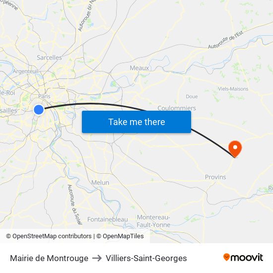 Mairie de Montrouge to Villiers-Saint-Georges map