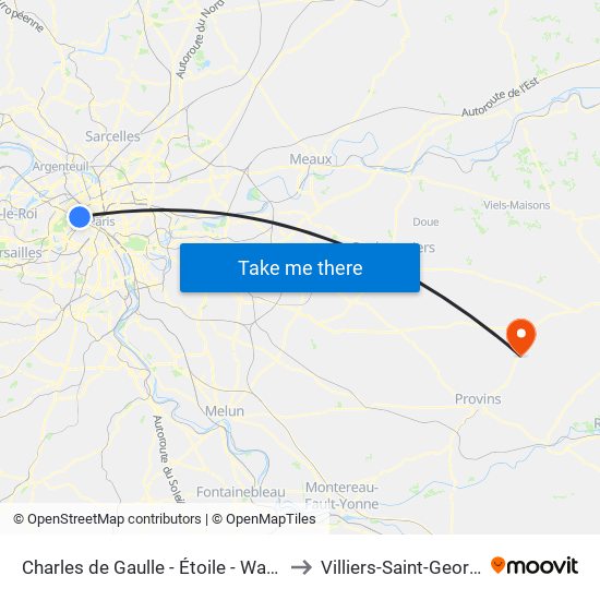 Charles de Gaulle - Étoile - Wagram to Villiers-Saint-Georges map