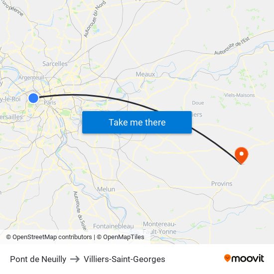 Pont de Neuilly to Villiers-Saint-Georges map