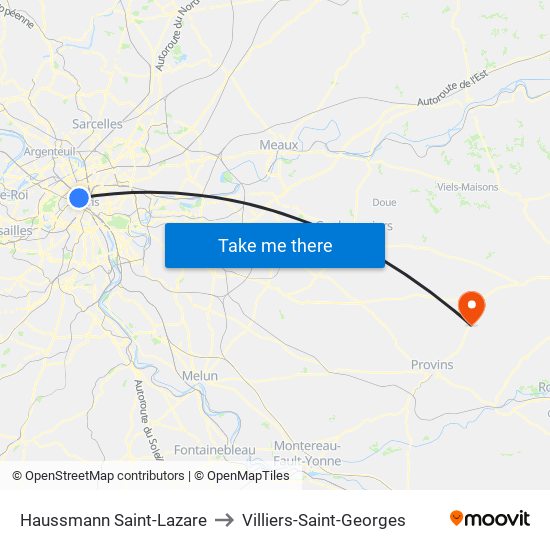 Haussmann Saint-Lazare to Villiers-Saint-Georges map