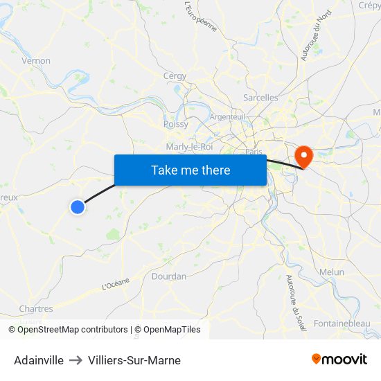 Adainville to Villiers-Sur-Marne map