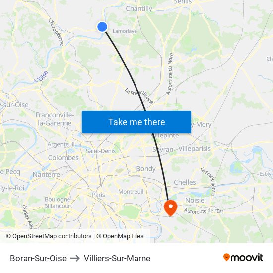 Boran-Sur-Oise to Villiers-Sur-Marne map