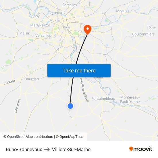 Buno-Bonnevaux to Villiers-Sur-Marne map