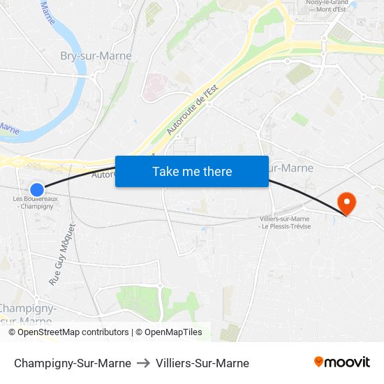 Champigny-Sur-Marne to Villiers-Sur-Marne map