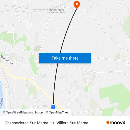 Chennevieres-Sur-Marne to Villiers-Sur-Marne map