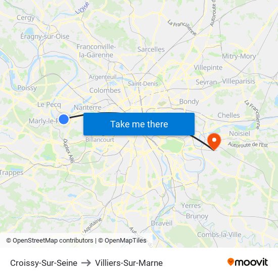 Croissy-Sur-Seine to Villiers-Sur-Marne map