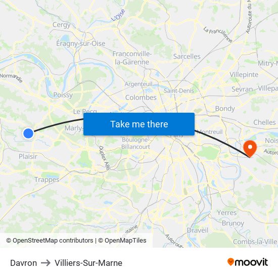 Davron to Villiers-Sur-Marne map