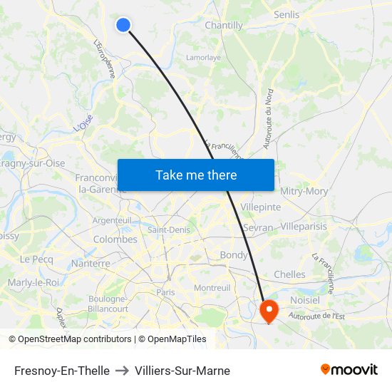 Fresnoy-En-Thelle to Villiers-Sur-Marne map