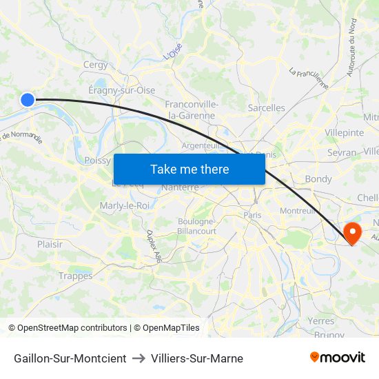 Gaillon-Sur-Montcient to Villiers-Sur-Marne map