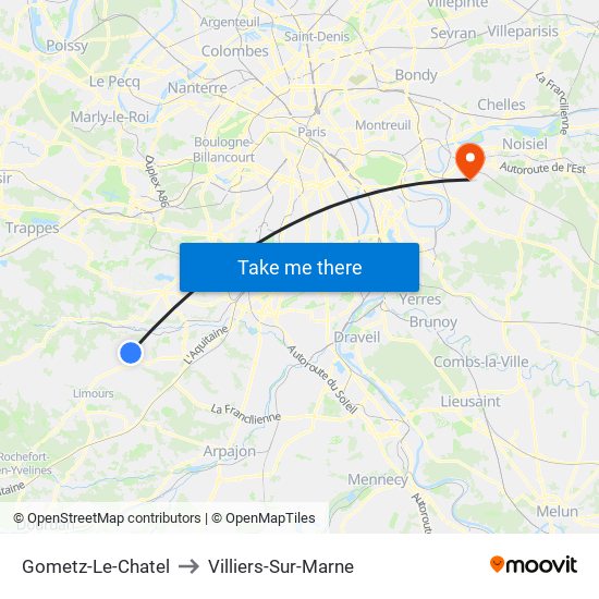 Gometz-Le-Chatel to Villiers-Sur-Marne map