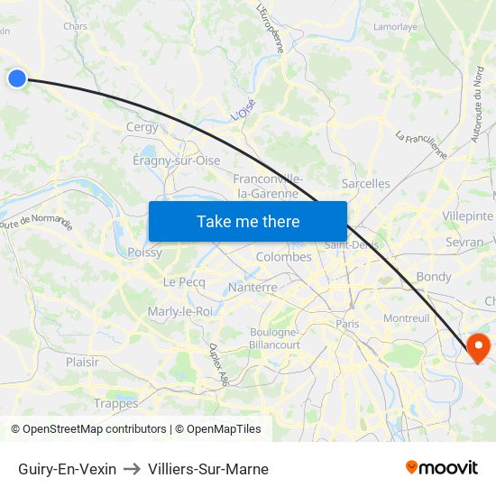 Guiry-En-Vexin to Villiers-Sur-Marne map