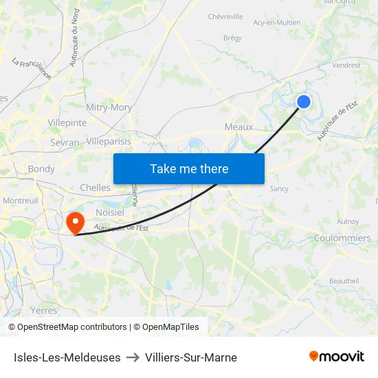 Isles-Les-Meldeuses to Villiers-Sur-Marne map