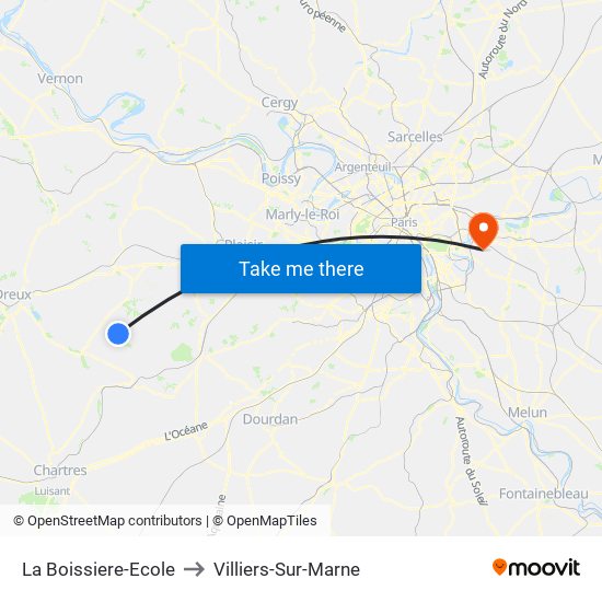 La Boissiere-Ecole to Villiers-Sur-Marne map