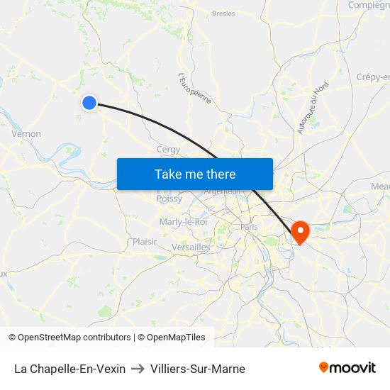 La Chapelle-En-Vexin to Villiers-Sur-Marne map