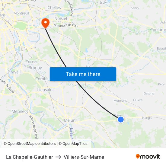 La Chapelle-Gauthier to Villiers-Sur-Marne map