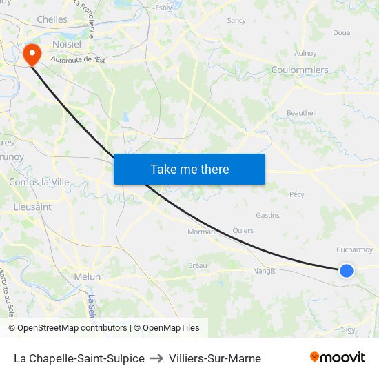 La Chapelle-Saint-Sulpice to Villiers-Sur-Marne map