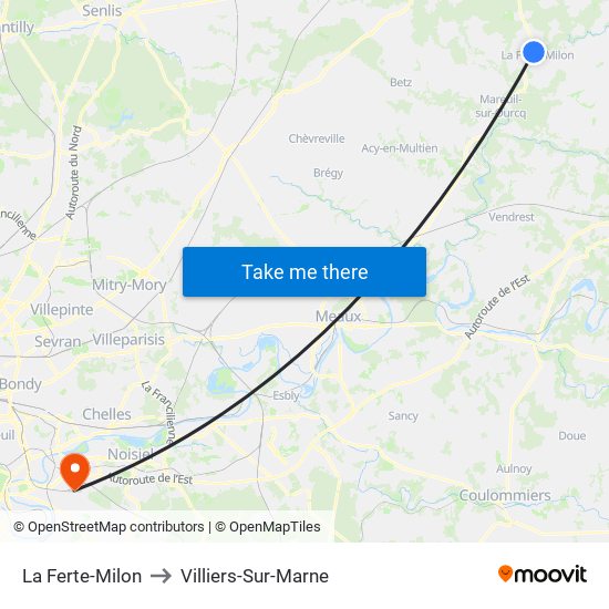 La Ferte-Milon to Villiers-Sur-Marne map