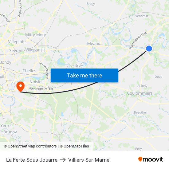 La Ferte-Sous-Jouarre to Villiers-Sur-Marne map