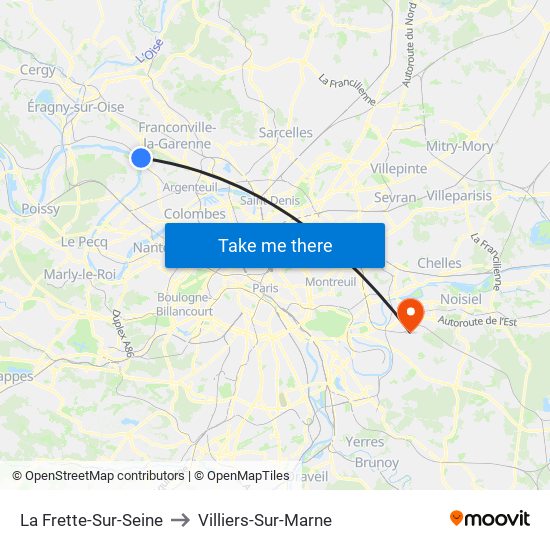 La Frette-Sur-Seine to Villiers-Sur-Marne map
