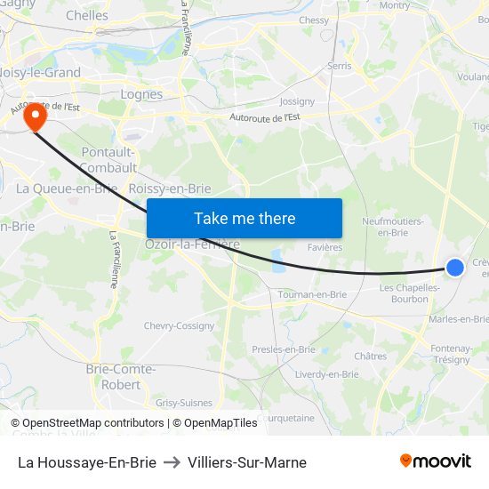 La Houssaye-En-Brie to Villiers-Sur-Marne map
