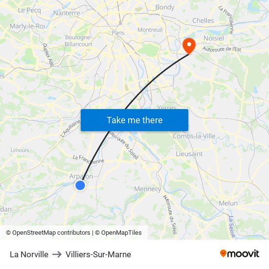La Norville to Villiers-Sur-Marne map