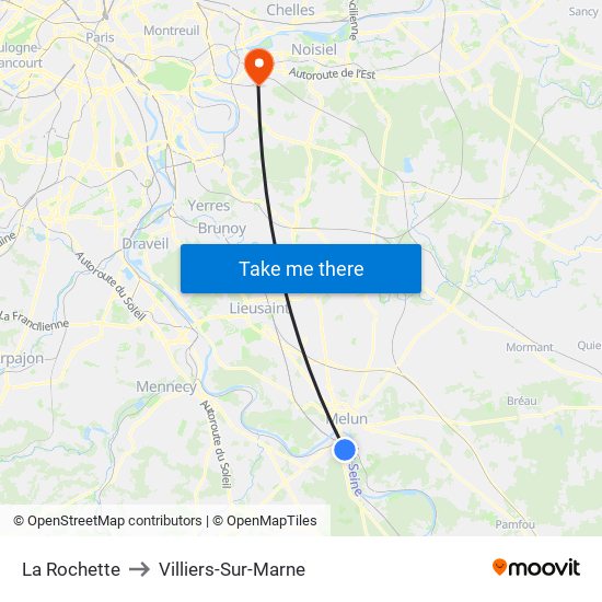 La Rochette to Villiers-Sur-Marne map