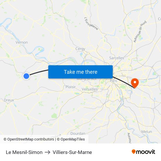 Le Mesnil-Simon to Villiers-Sur-Marne map