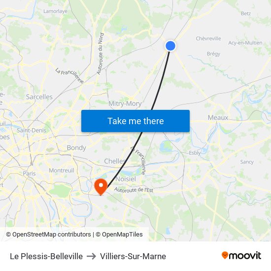 Le Plessis-Belleville to Villiers-Sur-Marne map