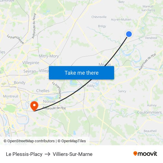 Le Plessis-Placy to Villiers-Sur-Marne map