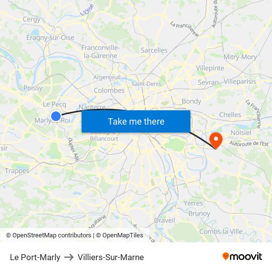 Le Port-Marly to Villiers-Sur-Marne map